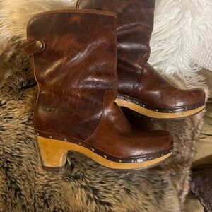 UGG Brown Leather Clogs